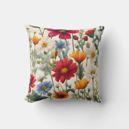 白カラフルい背景のワイルドフラワー クッション