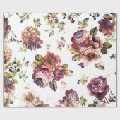 白カラフルい背景の上に花 ラッピングペーパー (フラット)