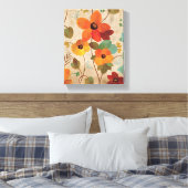 白カラフルい背景の花 キャンバスプリント (インサイチュ (寝室))