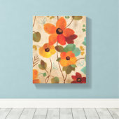 白カラフルい背景の花 キャンバスプリント (インサイチュ (ウッドフロア))