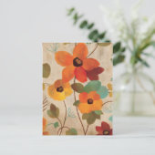 白カラフルい背景の花 ポストカード (スタンド正面)