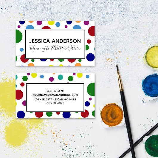 白カラフルの円、ママのプレイデートのカード コーリングカード