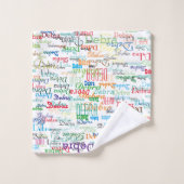 白カラフルの名前パターン バスタオルセット (ウォッシュタオル)