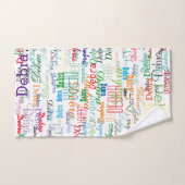 白カラフルの名前パターン バスタオルセット (ハンドタオル)