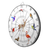 白カラフルの鳥、鹿、リス ダーツボード (正面右)