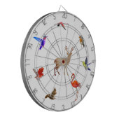 白カラフルの鳥、鹿、リス ダーツボード (正面左)