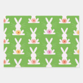 白カラフルウサギの花 ラッピングペーパーシート (正面3)