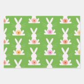 白カラフルウサギの花 ラッピングペーパーシート (正面2)