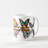 白カラフルセラミックの蝶 コーヒーマグカップ (正面右)