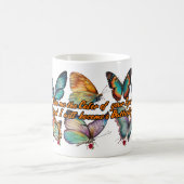 白カラフルセラミックの蝶 コーヒーマグカップ (中央)