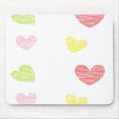 白カラフルハート マウスパッド (正面)