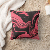 白カラフルバの赤大理石インク紙質感 クッション (ブランケット)