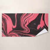 白カラフルバの赤大理石インク紙質感 バスタオル (バスタオル)