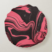 白カラフルバの赤大理石インク紙質感 ラウンドクッション (裏面)