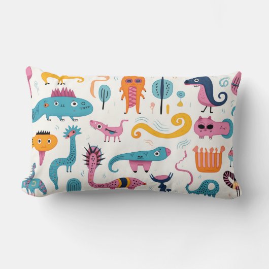 白カラフルファンタジー ランバークッション (正面)