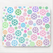 白カラフル上の雪片パターン マウスパッド (正面)