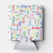 白カラフル名モノグラムのおもしろいかわいい 缶クーラー (裏面)