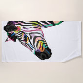 白カラフル地ポップ・アートのにアートゼブラ ビーチタオル (正面)