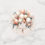 白カラフル桃フローラバルーンエレガントパーティー コンフェッティ (スモール正面)