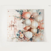 白カラフル桃フローラバルーンエレガントパーティー タペストリー (正面(横))