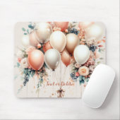 白カラフル桃フローラバルーンエレガントパーティー マウスパッド (マウス)