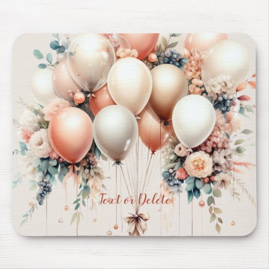 白カラフル桃フローラバルーンエレガントパーティー マウスパッド (正面)