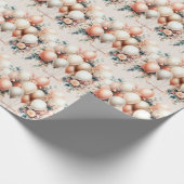 白カラフル桃フローラバルーンエレガントパーティー ラッピングペーパー (角)