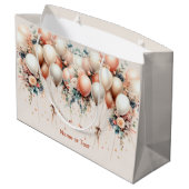 白カラフル桃フローラバルーンエレガントパーティー ラージペーパーバッグ (裏面アングル)