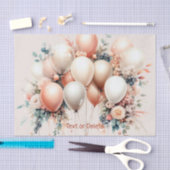 白カラフル桃フローラバルーンエレガントパーティー 薄葉紙 (クラフト)