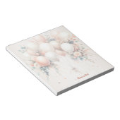 白カラフル桃フローラバルーンエレガント ノートパッド (アングル)