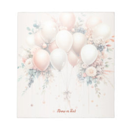 白カラフル桃フローラバルーンエレガント ノートパッド