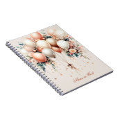 白カラフル桃フローラバルーンエレガント ノートブック (右側)