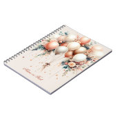 白カラフル桃フローラバルーンエレガント ノートブック (左側)