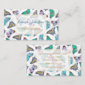 白カラフル水彩蝶 名刺 (正面/裏面)