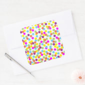 白カラフル点の点 スクエアシール (封筒)
