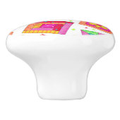 白カラフル色のキルトパッチワークブロックアート セラミックノブ (側面)