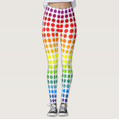 白カラフル色または色の虹の水玉模様 レギンス (正面)