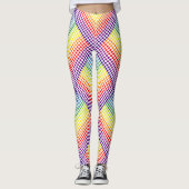 白カラフル色または色の虹の水玉模様 レギンス (正面)