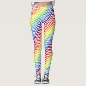 白カラフル色または色の虹の水玉模様 レギンス (正面)