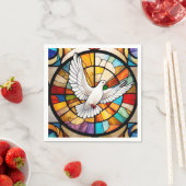 白カラフル鳩ステンドグラス鳥 スタンダードカクテルナプキン (インサイチュ)