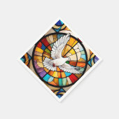 白カラフル鳩ステンドグラス鳥 スタンダードカクテルナプキン (角)