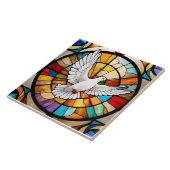 白カラフル鳩ステンドグラス鳥 タイル (側面)