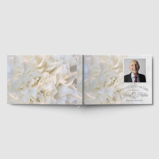 白カーネーションの花のお祝い ゲストブック (全面)