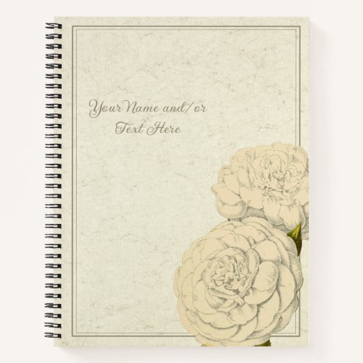 白カーネーションエレガントカスタマイズ可能 ノートブック (正面)
