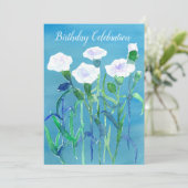 白カーネーション花の誕生日パーティーの招待 招待状 (スタンド正面)