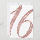 白ガーリーバラフェイク金ゴールドシークイングリッタースウィート16 招待状 (裏面)