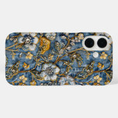 白ガーリーフローラ素朴刺繍ブルーデニム Case-Mate iPhoneケース (裏面 (横))