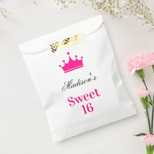 白ガーリーホットピンクスウィート16プリンセスクラウン名 フェイバーバッグ (封をした状態)