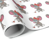 白ガーリー上のマウス ラッピングペーパー (ロールコーナー)