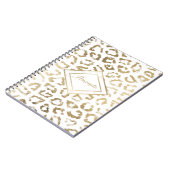 白ガーリー色フェイク金ゴールドヒョウアニマルプリント ノートブック (左側)